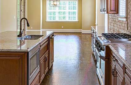 Kitchen in a newly constructed home, plumbing done by RJ Parins Plumbing & Heating in Green Bay WI.